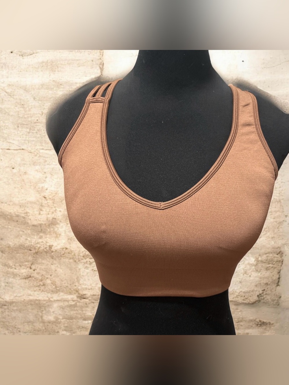 Avia Brown V-Neck Seamless Sports Bra